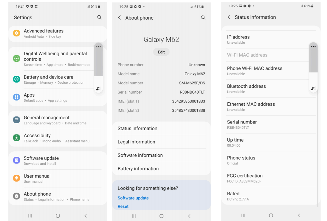 Samsung Galaxy M62 FCC Certification Screenshots