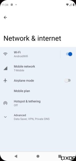 Android 12 One-Handed Mode Silky UI Network & Internet Settings