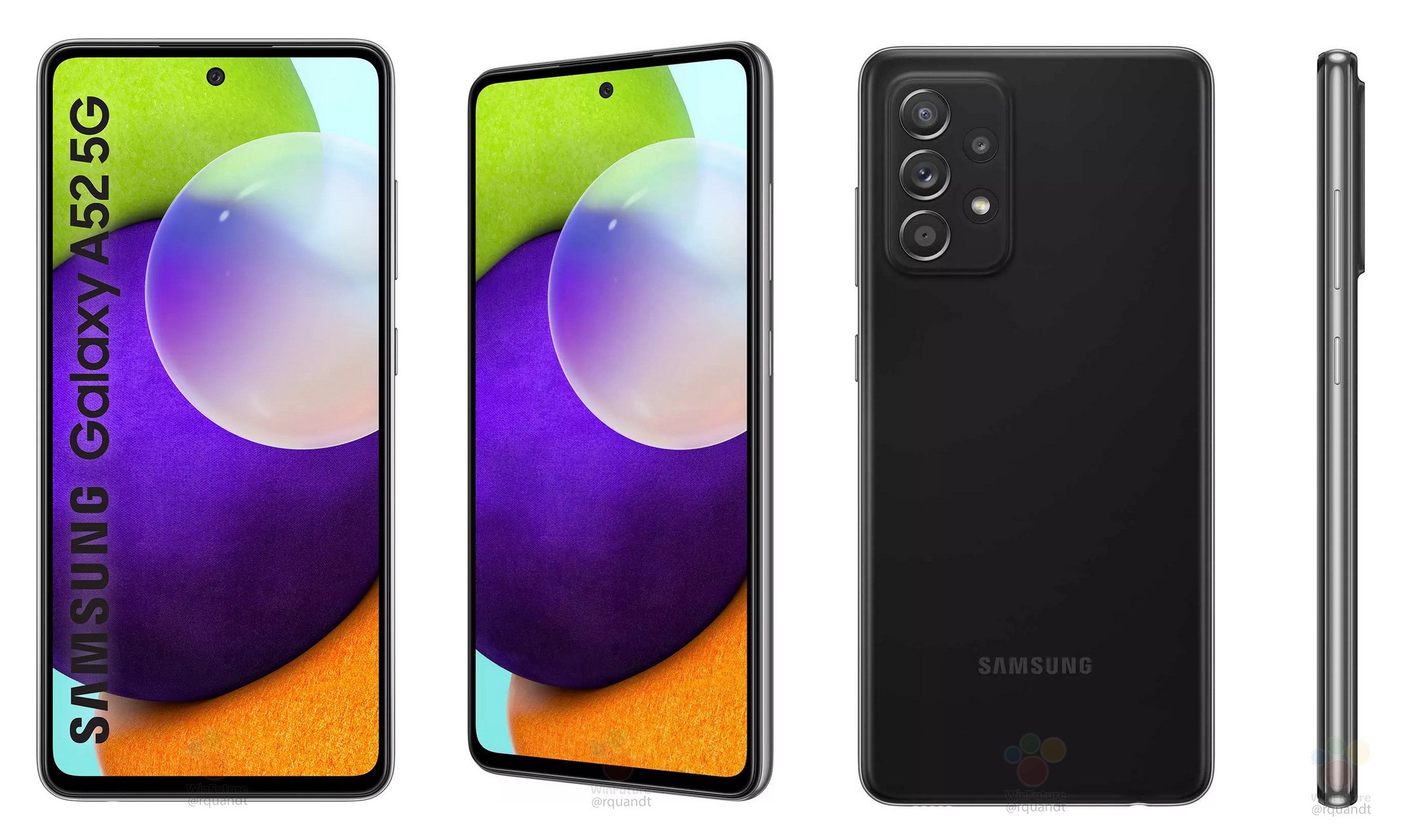 Samsung Galaxy A52 4x renders 1 - Galaxy A52: o que já sabemos sobre o novo aparelho da Samsung