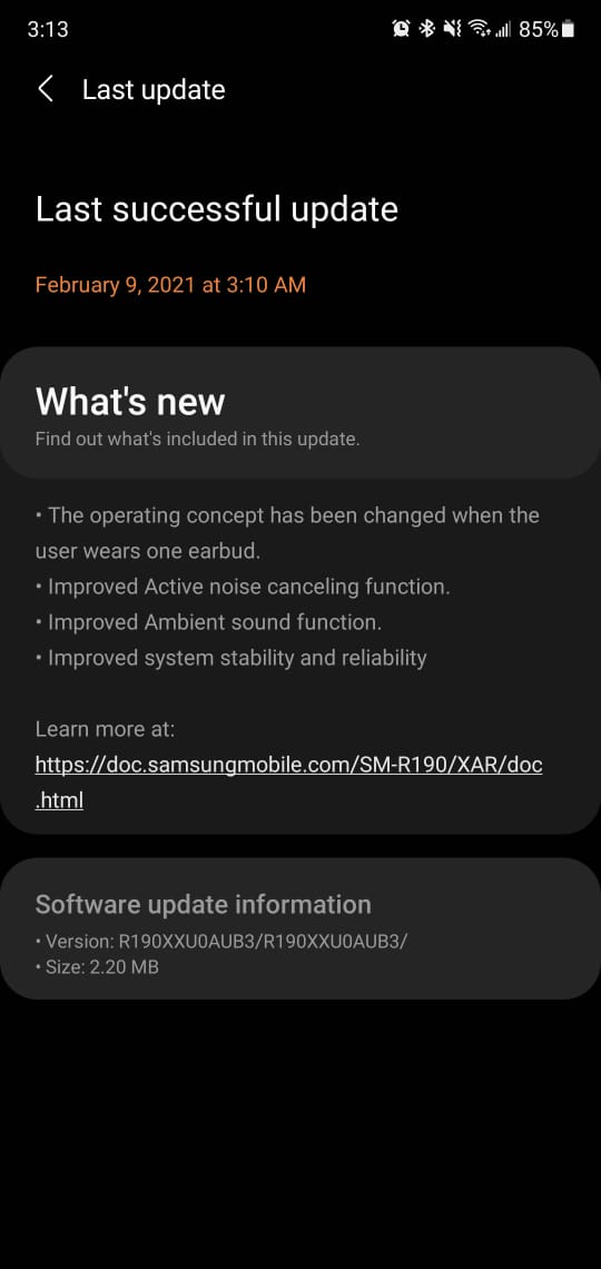 Samsung Galaxy Buds Pro Update R190XXU0AUB3