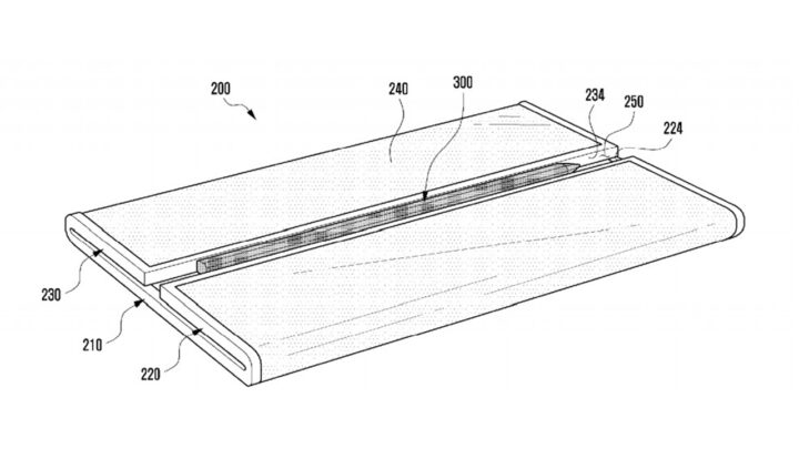 Samsung Galaxy Z Fold Tab Patent Fully Folded With S Pen Charging