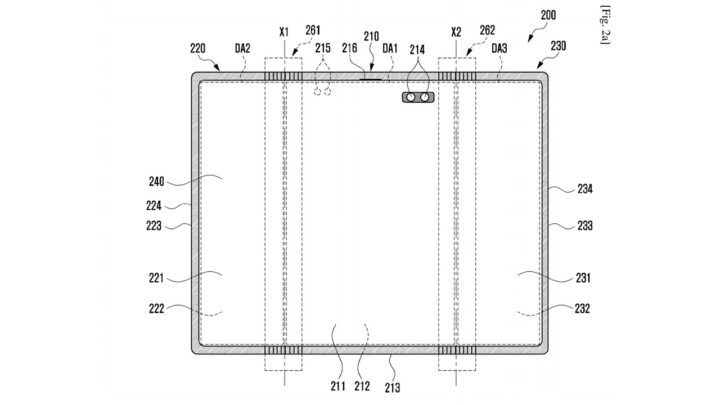 Samsung Galaxy Z Fold Tab Patent Fully Opened Front Display Dual-Punch-Hole Selfie Camera