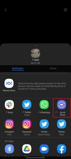 How to use Samsung Quick Share