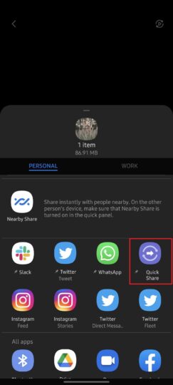 How to use Samsung Quick Share