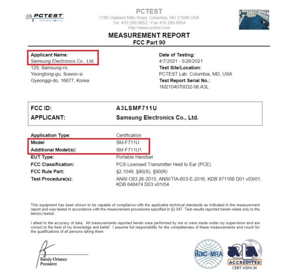 Samsung Galaxy Z Flip 3 FCC Certification 5G 4G LTE Wi-Fi Bluetooth