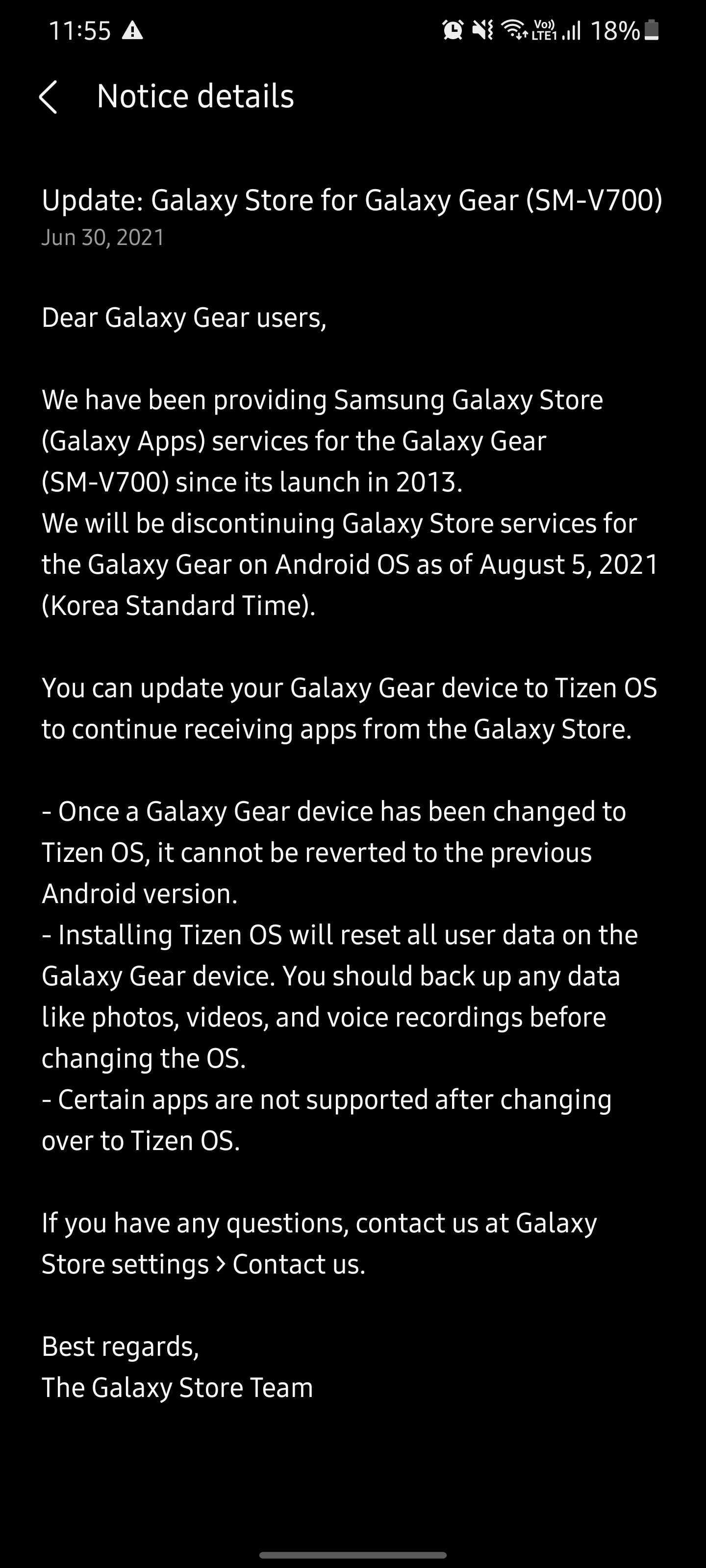 Samsung Galaxy Gear app support