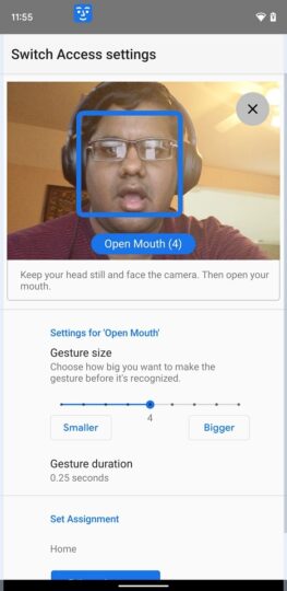 Android 12 Switch Access Facial Expressions Open Mouth