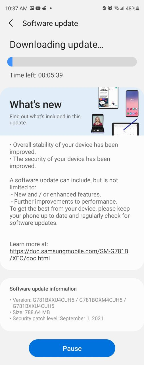 Samsung Galaxy S20 FE 5G September 2021 Security Patch
