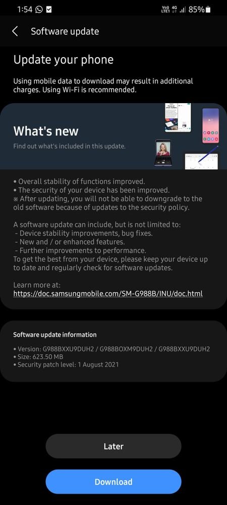 Actualización 3.1.1 de la interfaz de usuario del Samsung Galaxy S21 Ultra One