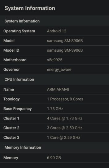 Samsung Galaxy S22 Plus Exynos 2200 Processor Geekbench