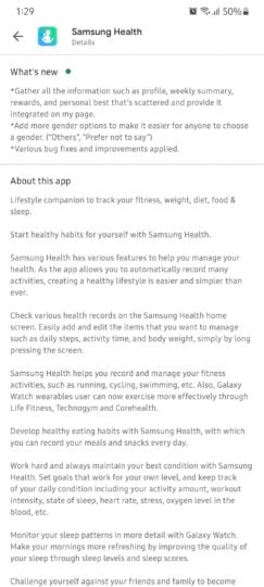 Samsung Health Update September 2021 Changelog