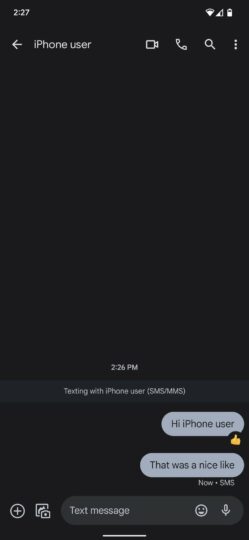 Google Messages iMessage Reactions