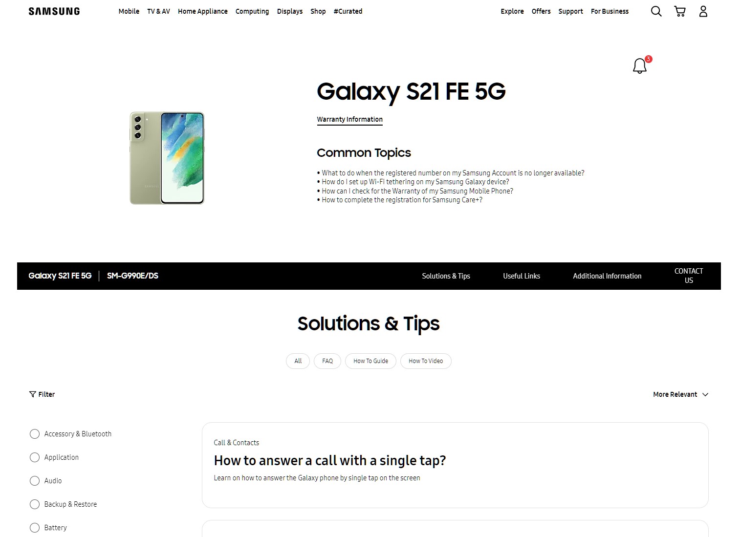 Samsung Galaxy S21 FE 5G Support