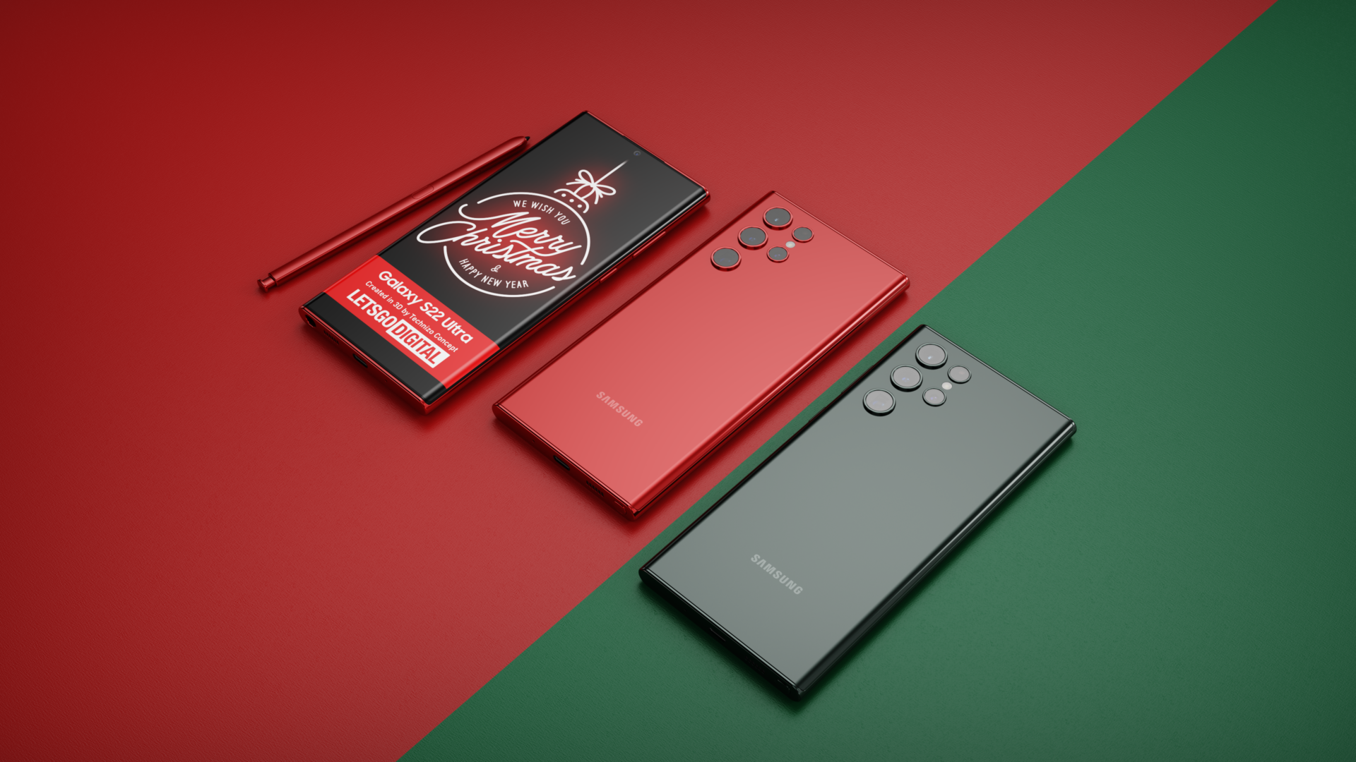 Samsung Galaxy S22 Ultra Dark Red Green