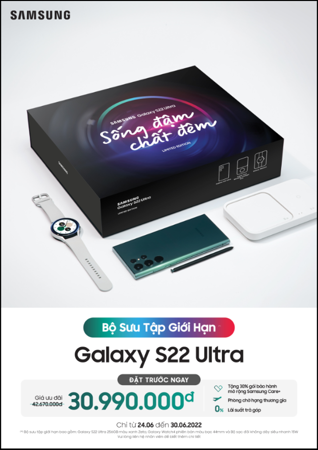 Bạn sẽ không thể cưỡng lại được sức hút từ Samsung Galaxy S22 Ultra. Với màn hình hiển thị tối đa cùng bộ vi xử lý mạnh mẽ, chiếc điện thoại này sẽ giúp bạn tiếp cận với thế giới sống động và chân thực hơn bao giờ hết. Đến và khám phá ngay!