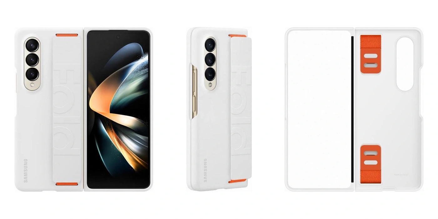Samsung Galaxy Z Fold 4 Strap Case White Orange