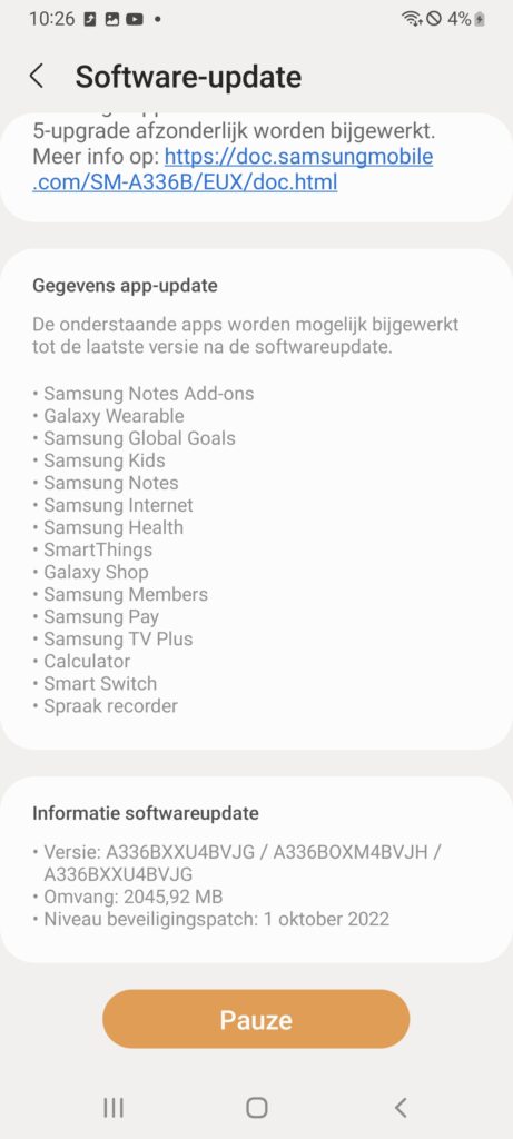 Samsung Galaxy A33 5G Android 13 update history