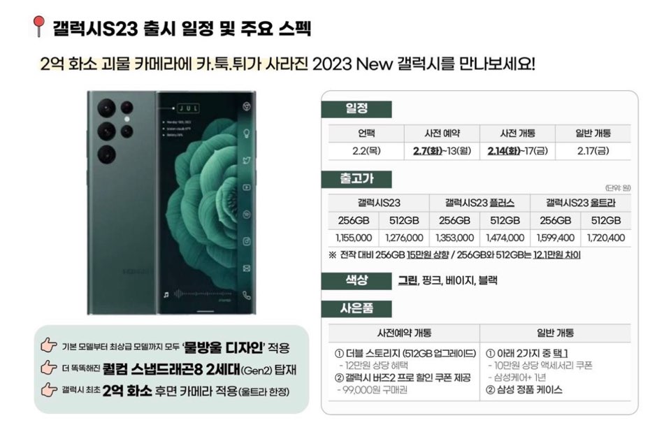 Samsung Galaxy S23 Prix Corée du Sud