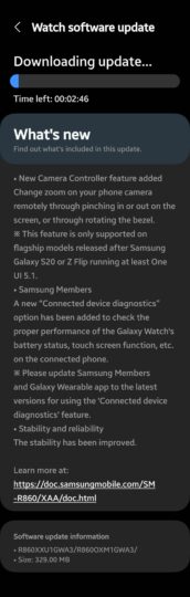 Samsung Galaxy Watch 4 Software Update Changelog January 2023 Camera Zoom Controls