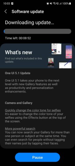 Samsung Galaxy S21 Ultra One UI 5.1 Actualizar registro de cambios
