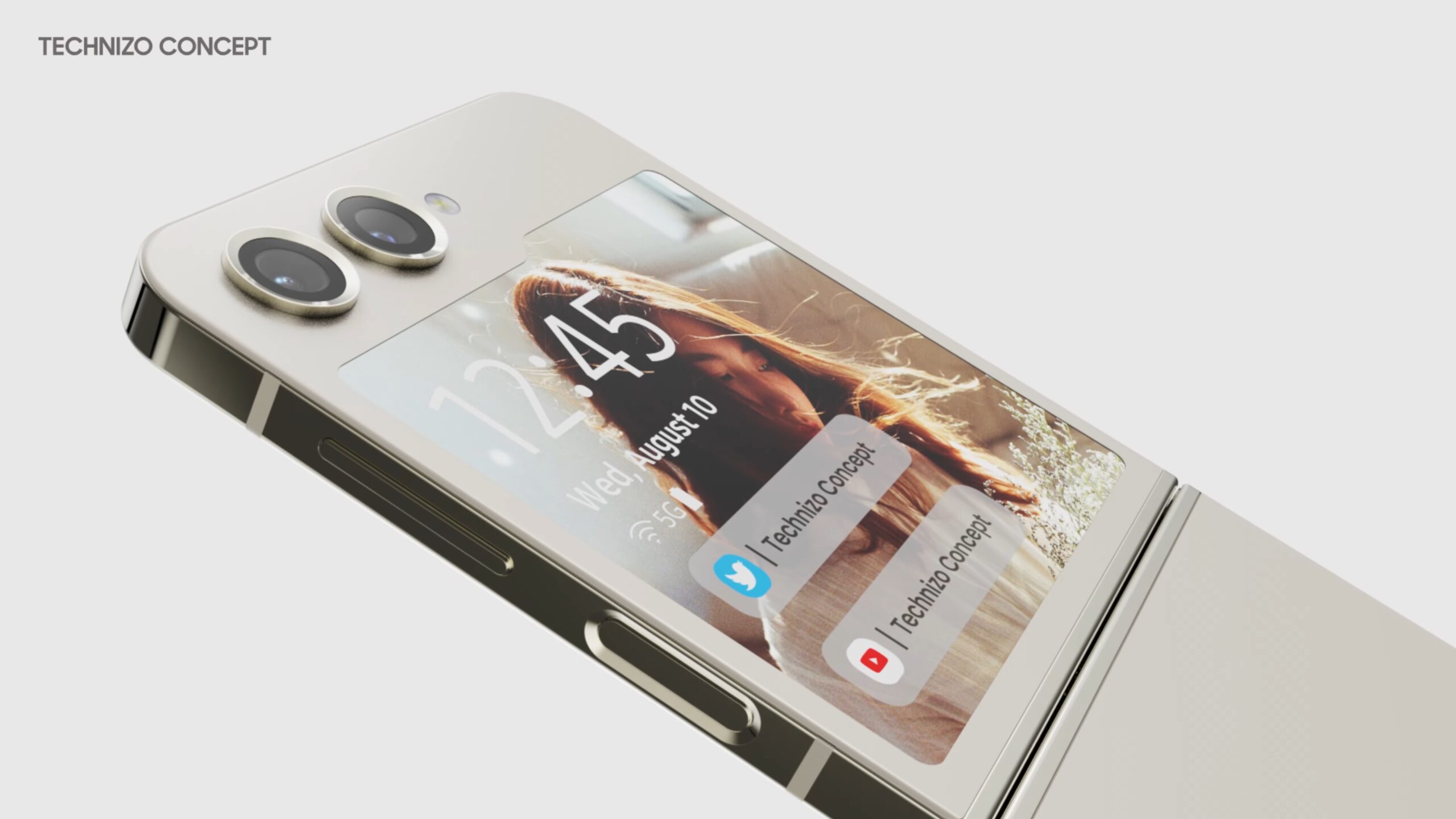 外屏上方長劉海：Samsung Galaxy Z Flip5 設計與高清渲染圖曝光；设计挺怪美的！ 5
