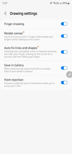 Samsung PENUP Rotate Canvas Auto Fix Lines Shapes