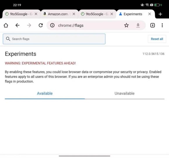 Google Chrome Foldable Tablets Old Tab Design