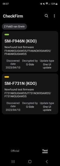 Prueba de firmware de Samsung Galaxy Z Flip 5 Z Fold 5 One UI 5.1