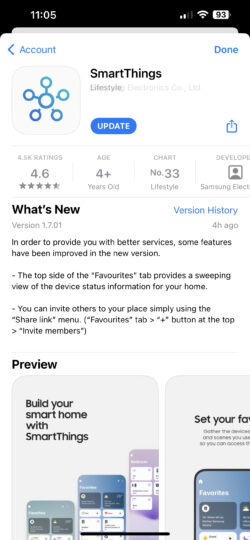 Samsung SmartThings Update iOS 1.7.0.1 Changelog