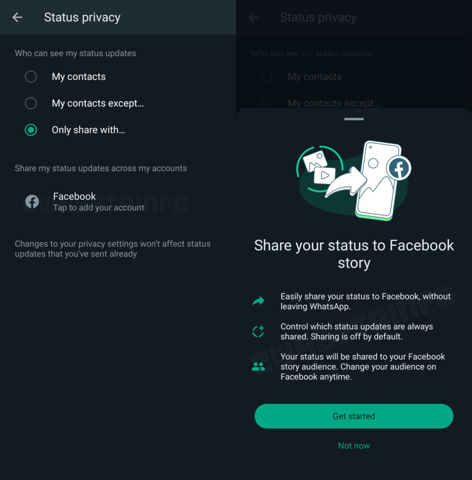 La nueva actualización beta de WhatsApp agrega el uso compartido automático del estado de Facebook