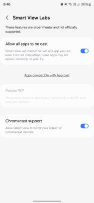 Samsung Smart View One UI 6.0 Chromecast Support