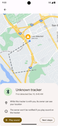 Alertas de rastreador desconhecido do Android do Google Maps