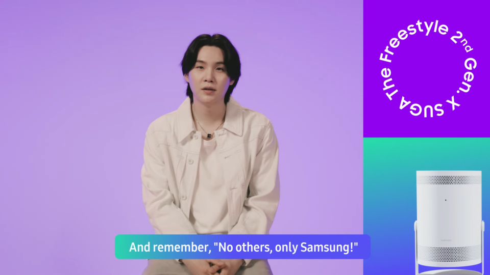 SUGA of BTS is mildly excited by Samsung's new projector - SamMobile