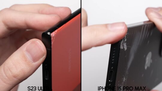 Prueba de caída entre Apple iPhone 15 Pro Max y Samsung Galaxy S23 Ultra 2