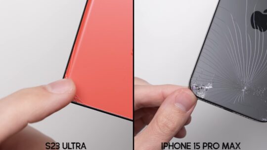 Prueba de caída entre Apple iPhone 15 Pro Max y Samsung Galaxy S23 Ultra 3