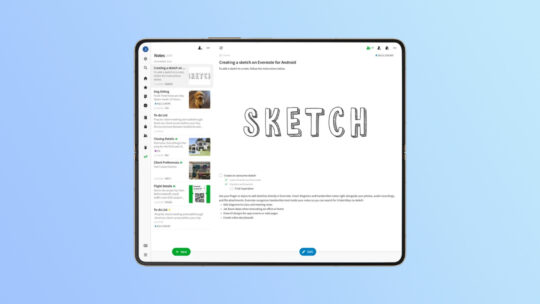 Evernote Foldable Tablet Two Pane Layout
