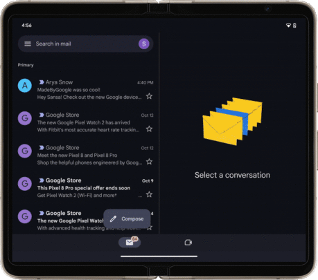 Gmail Android Foldable Link Open In New Split Screen Mode