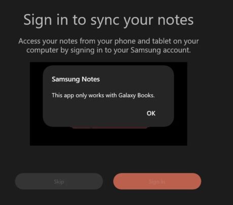 Samsung Notes Blocked Non-Samsung Laptops