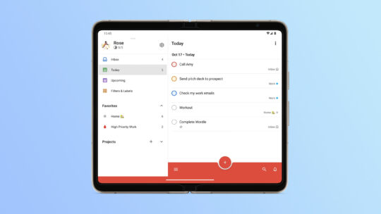 Todoist foldable tablet with two-part design