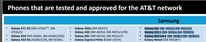 Números de modelo del Samsung Galaxy S24 Ultra filtrados EE. UU. AT&T