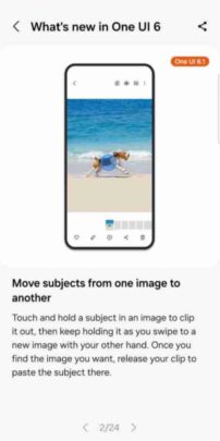 Samsung One UI 6.1 fotoğraf düzenleyici nesneleri bir fotoğraftan diğerine taşıyor