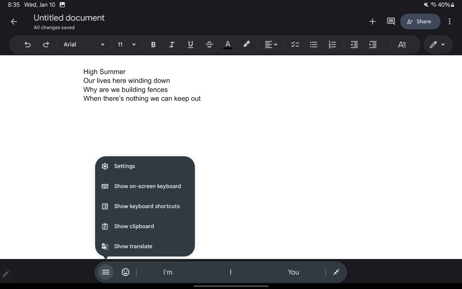 Gboard for your Galaxy Tablet gets a physical keyboard toolbar SamMobile