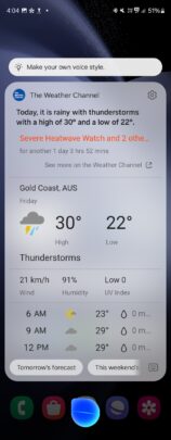 Samsung Bixby UI Design 2024 Weather Results
