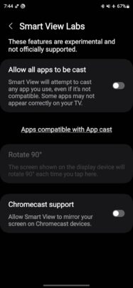 Samsung One UI 6.1 Smart View Labs Chromecast