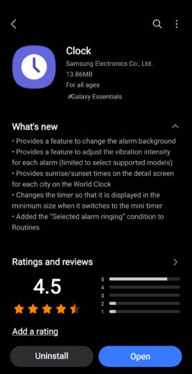 Samsung Clock Update