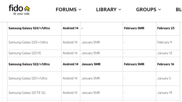 Samsung Galaxy S24 February 2024 Update Release Date Fido Canada