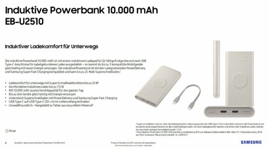 Samsung Wireless Charging 10,000mAh Power Bank 25W Features Specifications