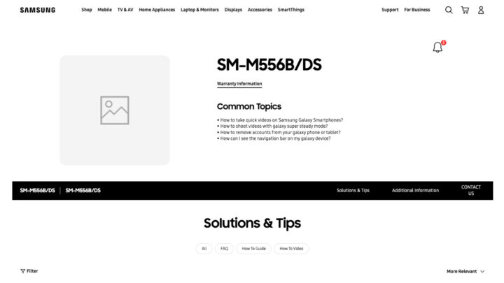 Samsung Galaxy M55 Support Webpage India