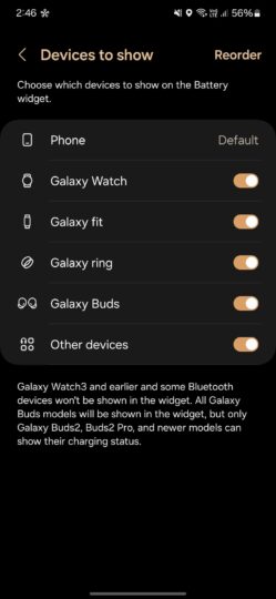 Samsung Galaxy Ring Battery Widget