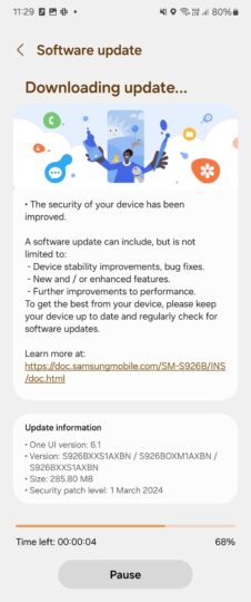 Samsung Galaxy S24 Plus March 2024 Security Update India